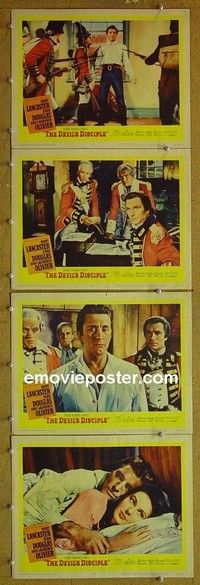 Y737 DEVIL'S DISCIPLE 4 lobby cards '59 Burt Lancaster, Douglas