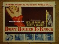 Y089 DON'T BOTHER TO KNOCK title lobby card '52 Marilyn Monroe
