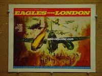 k143 EAGLES OVER LONDON title lobby card '73 cool airplane image!