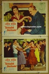 Z176 SCANDAL IN SORRENTO 2 lobby cards '56 Sophia Loren, De Sica