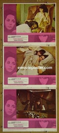 Y937 SECRET CEREMONY 3 lobby cards '68 Liz Taylor, Mia Farrow