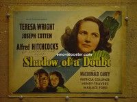 Y299 SHADOW OF A DOUBT title lobby card '43 Alfred Hitchcock, Wright