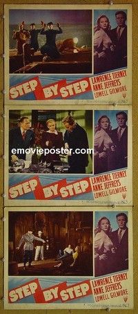 Y944 STEP BY STEP 3 lobby cards '46 Lawrence Tierney