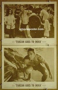 Z198 TARZAN GOES TO INDIA 2 lobby cards '62 Jock Mahoney