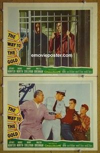 Z223 WAY TO THE GOLD 2 lobby cards '57 Jeffrey Hunter, North