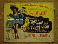 Y360 TONIGHT & EVERY NIGHT title lobby card '45 Rita Hayworth, Blair