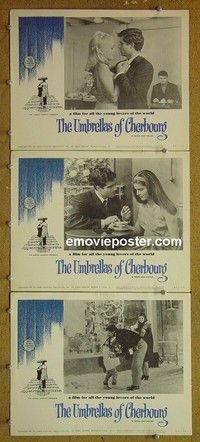 Y957 UMBRELLAS OF CHERBOURG 3 lobby cards '64 Catherine Deneuve