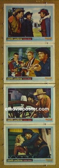 Y800 VERA CRUZ 4 lobby cards '55 Gary Cooper, Burt Lancaster