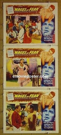 Y962 WAGES OF FEAR 3 lobby cards '55 Yves Montand, Clouzot