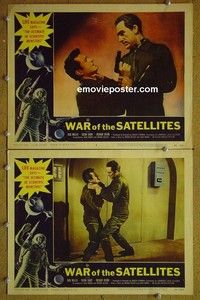 Z221 WAR OF THE SATELLITES 2 lobby cards '58 Roger Corman