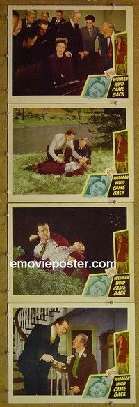 Y806 WOMAN WHO CAME BACK 4 lobby cards '45 John Loder, Kelly