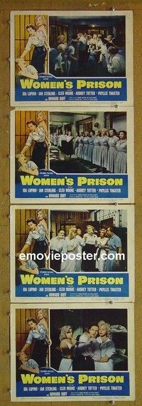 Y807 WOMEN'S PRISON 4 lobby cards '54 sexy Cleo Moore!