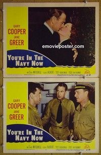 Z235 YOU'RE IN THE NAVY NOW 2 lobby cards '51 Gary Cooper