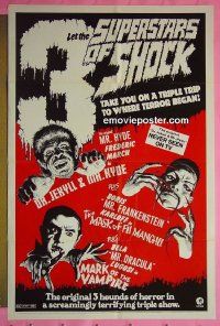 A015 3 SUPERSTARS OF SHOCK one-sheet movie poster '72 Boris Karloff