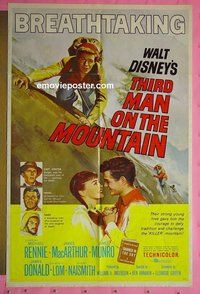 A018 3rd MAN ON THE MOUNTAIN one-sheet movie poster '59 Disney