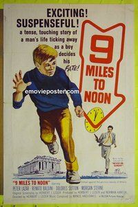 A023 9 MILES TO NOON one-sheet movie poster '64 Athens, Greece