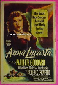 A077 ANNA LUCASTA one-sheet movie poster '49 Paulette Goddard