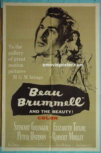 A098 BEAU BRUMMELL one-sheet movie poster '54 Liz Taylor, Granger