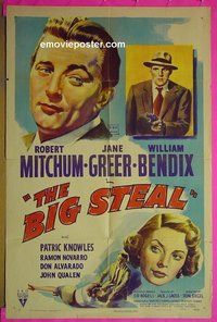 A111 BIG STEAL one-sheet movie poster '49 Robert Mitchum, Jane Greer