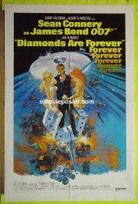 A285 DIAMONDS ARE FOREVER int'l style one-sheet movie poster '71 Sean Connery