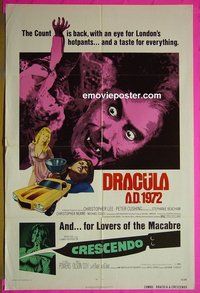 A322 DRACULA AD 1972/CRESCENDO one-sheet movie poster '72 Hammer horror!