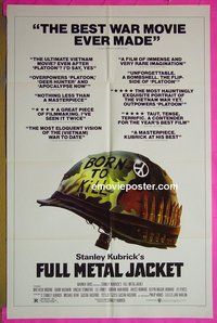 A408 FULL METAL JACKET English one-sheet movie poster '87 Stanley Kubrick
