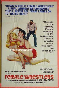 A374 FEMALE WRESTLERS one-sheet movie poster '70s down n dirty!