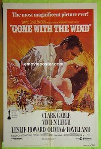 A439 GONE WITH THE WIND one-sheet movie poster R80 Clark Gable, Leigh