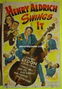 A518 HENRY ALDRICH SWINGS IT paperbacked one-sheet movie poster '43 Lydon