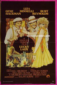 A749 LUCKY LADY one-sheet movie poster '75 Gene Hackman, Amsel art!