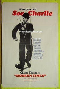 A816 MODERN TIMES one-sheet movie poster R72 Charlie Chaplin