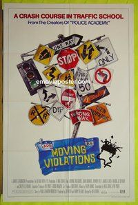 A848 MOVING VIOLATIONS one-sheet movie poster '85 cool roadsign art!