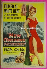 A885 NEW ORLEANS UNCENSORED one-sheet movie poster '54 Beverly Garland