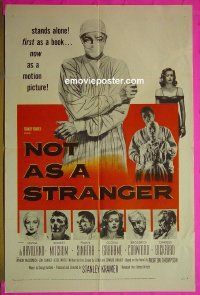 A897 NOT AS A STRANGER one-sheet movie poster '55 Robert Mitchum, Marvin
