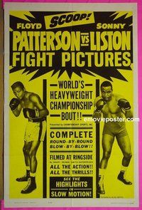 A928 PATTERSON VS LISTON one-sheet movie poster '62 boxing, all the action!