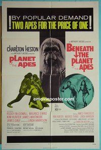 A940 PLANET OF THE APES/BENEATH THE PLANET OF THE APES one-sheet movie poster