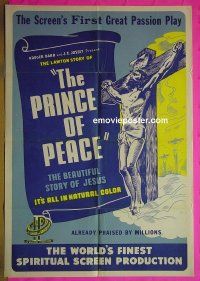 A944 PRINCE OF PEACE one-sheet movie poster '50 life of Christ!