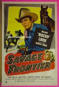 A990 SAVAGE FRONTIER one-sheet movie poster '53 Rocky Lane