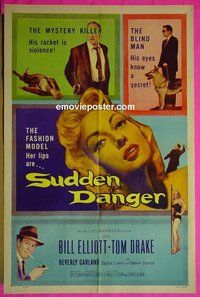 B040 SUDDEN DANGER one-sheet movie poster '56 Beverly Garland