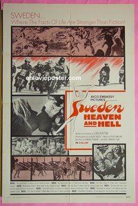 B052 SWEDEN: HEAVEN & HELL one-sheet movie poster '69 sex!