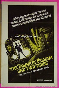 B055 TAKING OF PELHAM 1 2 3 advance one-sheet movie poster '74 Matthau