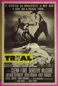 B093 TRIAL one-sheet movie poster '55 Glenn Ford, inter-racial!