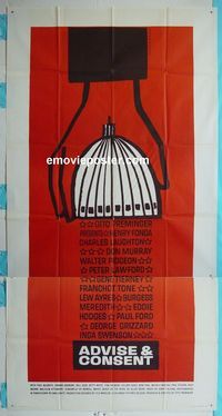 C180 ADVISE & CONSENT three-sheet movie poster '62 cool Saul Bass artwork!