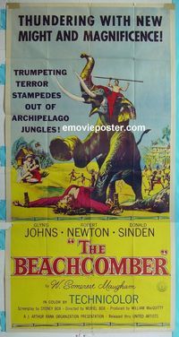 C188 BEACHCOMBER three-sheet movie poster '55 Glynis Johns, Newton
