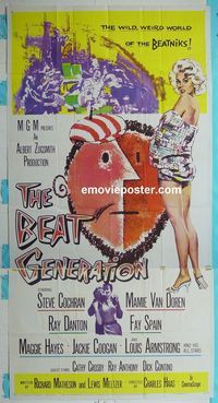 C189 BEAT GENERATION three-sheet movie poster '59 Mamie Van Doren, Danton