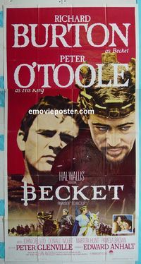 C190 BECKET three-sheet movie poster '64 Richard Burton, Peter O'Toole