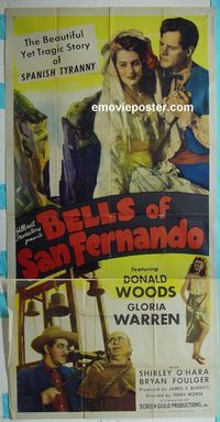 C191 BELLS OF SAN FERNANDO three-sheet movie poster '47 Woods, Warren