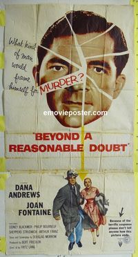 C194 BEYOND A REASONABLE DOUBT three-sheet movie poster '56 Fritz Lang