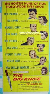 C196 BIG KNIFE three-sheet movie poster '55 Jack Palance, Ida Lupino