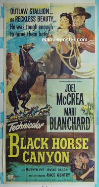 C201 BLACK HORSE CANYON three-sheet movie poster '54 Joel McCrea